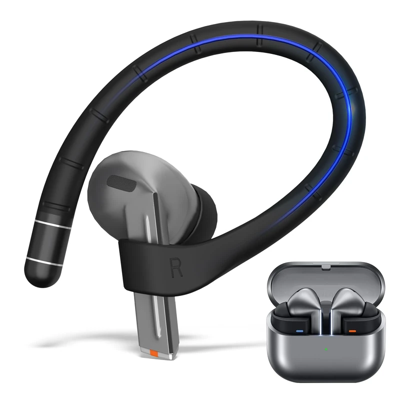 Anti-Slip Ear Hooks for Galaxy Buds 3 Pro (2024) & Galaxy Buds 3 FE (2025), Comfortable Fit | Sports Anti-Loss | Memory Titanium Alloy Ear Hooks Compatible for Samsung Buds 3 Earbuds w/Lanyard, Black