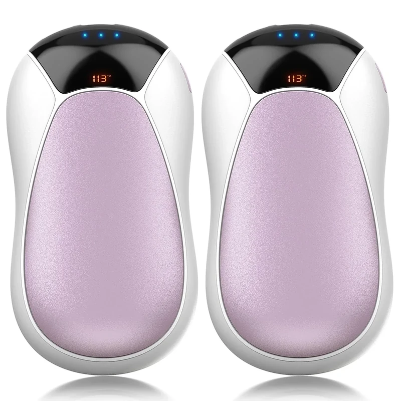 JIJ Rechargeable Hand Warmers 2 Pack - 8000mAh Electric Hand Warmers, Instant 2s Heating, 3 Heat Levels with Digital Display, Safe Gift for Women – Camping, Hiking, Golf, Hunting, Birthday (Pink)