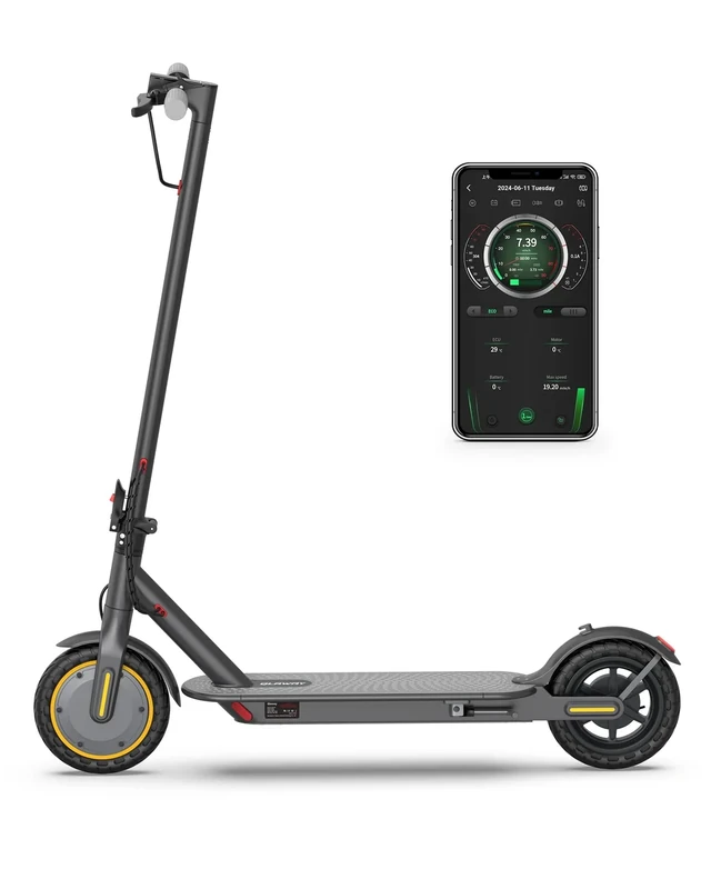 Qlaway Adult Electric Scooter with 350W Motor, 8.5" Solid Tires, Max Speed 19 MPH and 22 Miles Long-Range Portable Portable E-Scooter(Double Braking System & App)