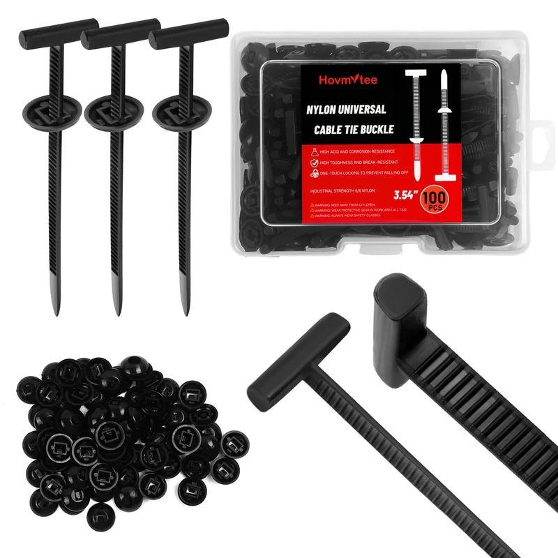 Hovmvtee Nylon Cable Tie Buckle - 100pcs UV Resistant Snap Clips
