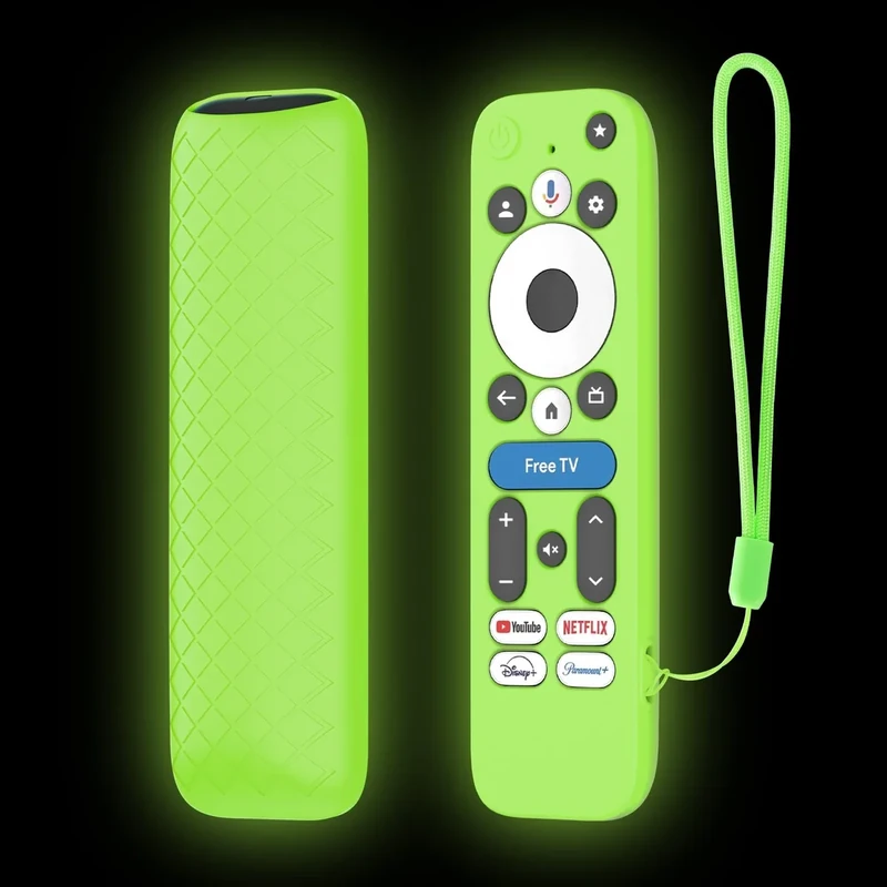 LEFXMOPHY Case for onn Google TV 4K Pro Streaming Device (2024) Android TV Box Remote, Silicone Cover Glow in Dark - Lime Green