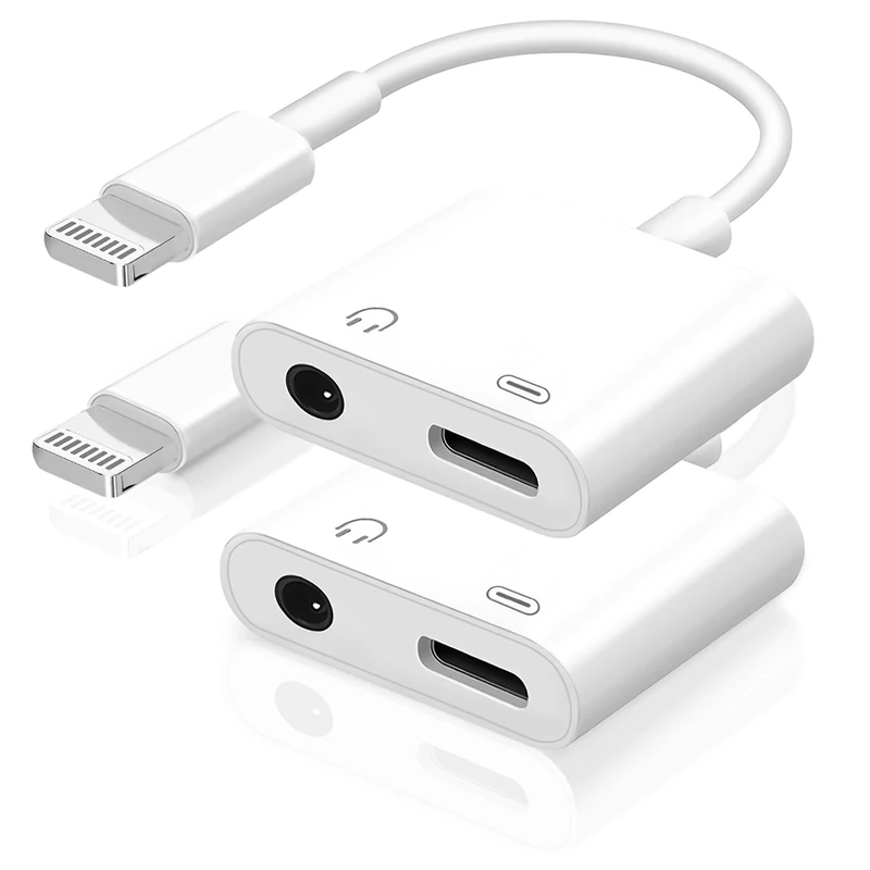 Seulliya MFi 2-in-1 Lightning to 3.5mm Audio & Charging Adapter 2 Pack