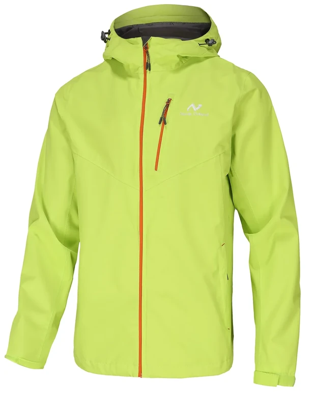 NORDIC OUTLAND Mens Lightweight Hooded Waterproof Rain Jacket Breathable Raincoat Shell for Outdoor Mountain Hiking (US, Alpha, XX-Large, Regular, Regular, Neon Yellow)