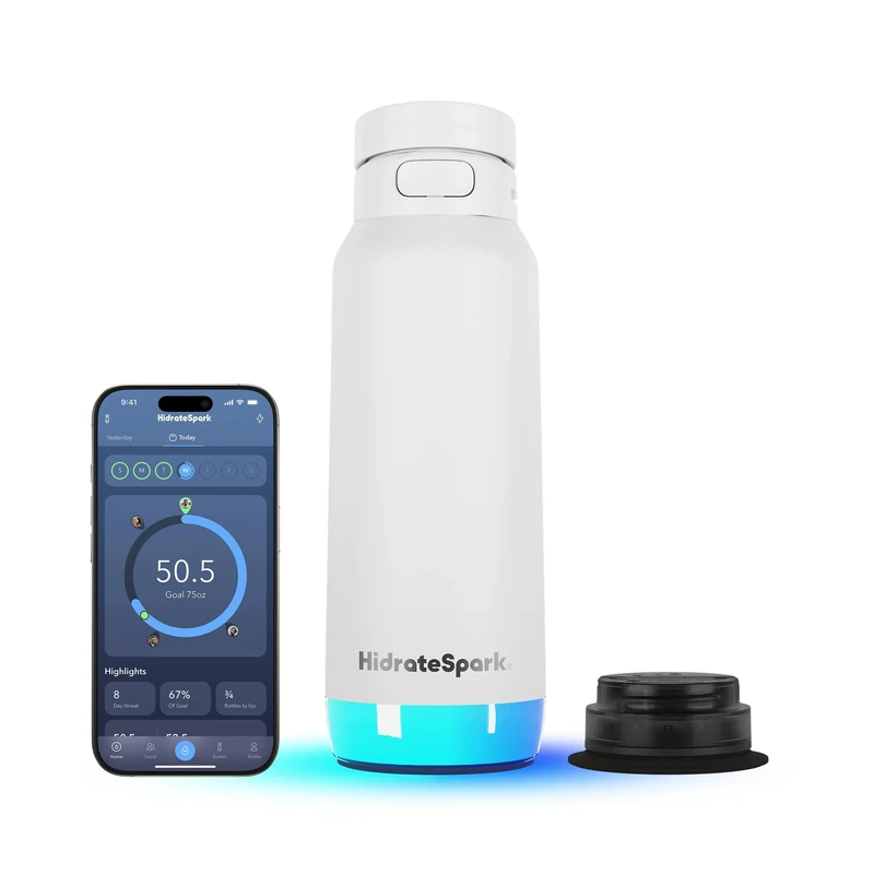 HidrateSpark PRO 2 32oz Chug – Smart Hydration Bottle with Clinically Accurate Water Tracking & Extended Battery Life - Syncs with Apple Health, Fitbit, Smart Rings & Watches - White