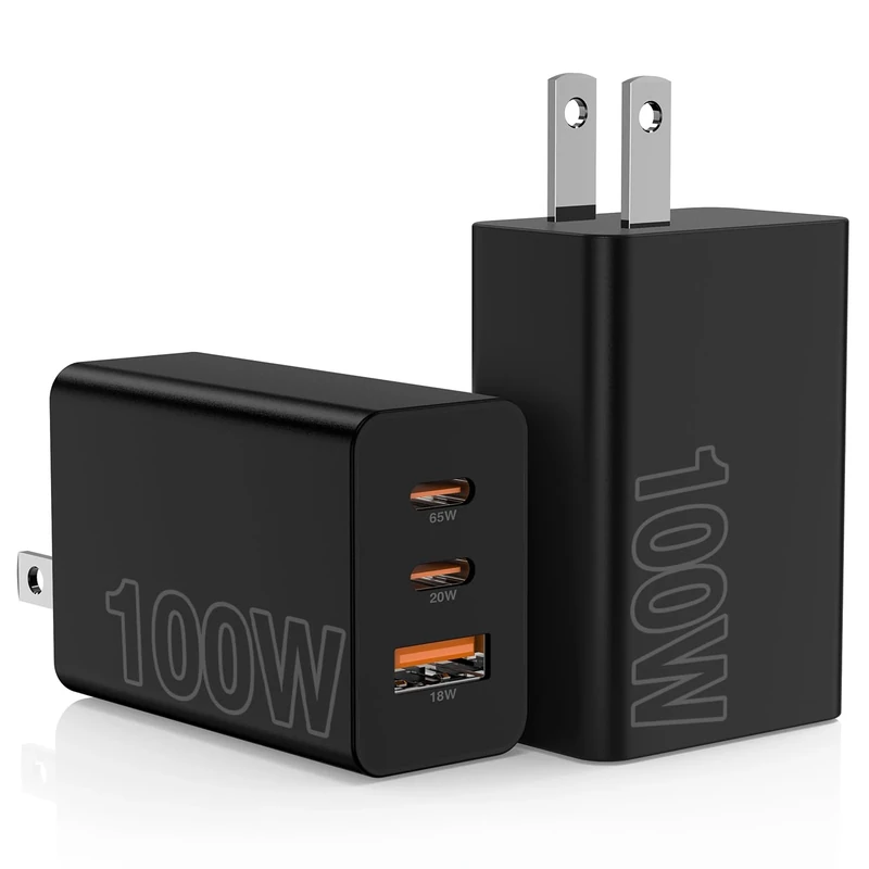 Hzevn 2-Pack 100W USB C Charger-3Port Cube for MacBook, iPhone, Galaxy