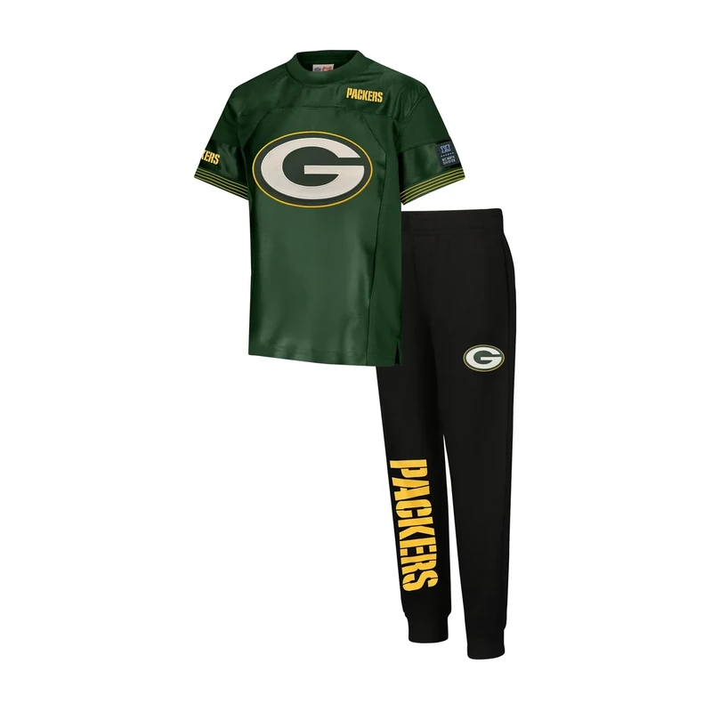 Ultra Game Youth NFL Official Super Soft Jersey & Jogger Sweatpants Set, Green Bay Packers, Team Color, 14-16