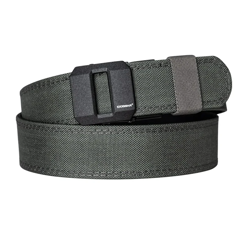 IDOGEAR SPORTS Tactical Ratchet Belt 1.5” EDC Gun Belt Reinforce Heavy Duty Belt With Adjustable Buckle(Gray,Large(40"-46"))