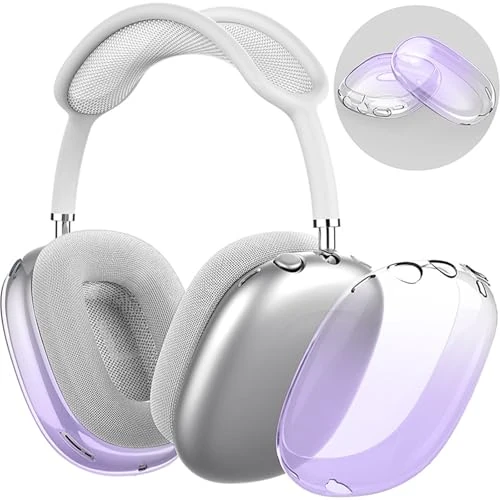 MOLOPPO Case Cover for AirPods Max Headphones, Clear Purple Soft TPU Skin Anti-Scratch, Transparent Accessories Ultra Protective Cover for Apple for AirPods (2024/2020),Gradient Purple