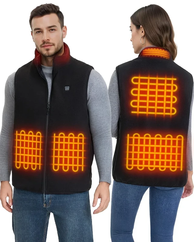 Waitcoss Heated Vest for Men Women with 16000mAh Battery Pack, Lightweight Soft Fleece Electric Heated Vests for Cycling