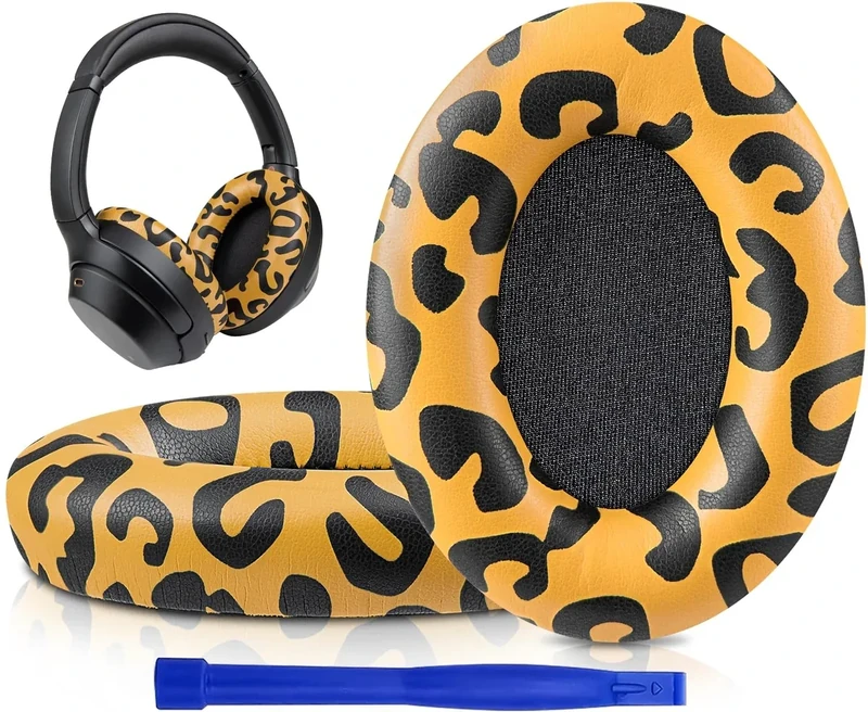 SOULWIT Professional Earpads Cushions Replacement for Sony WH-1000XM3 (WH1000XM3) Over-Ear Headphones, Ear Pads with Softer Protein Leather, Noise Isolation Memory Foam, Added Thickness(Tiger Stripes)