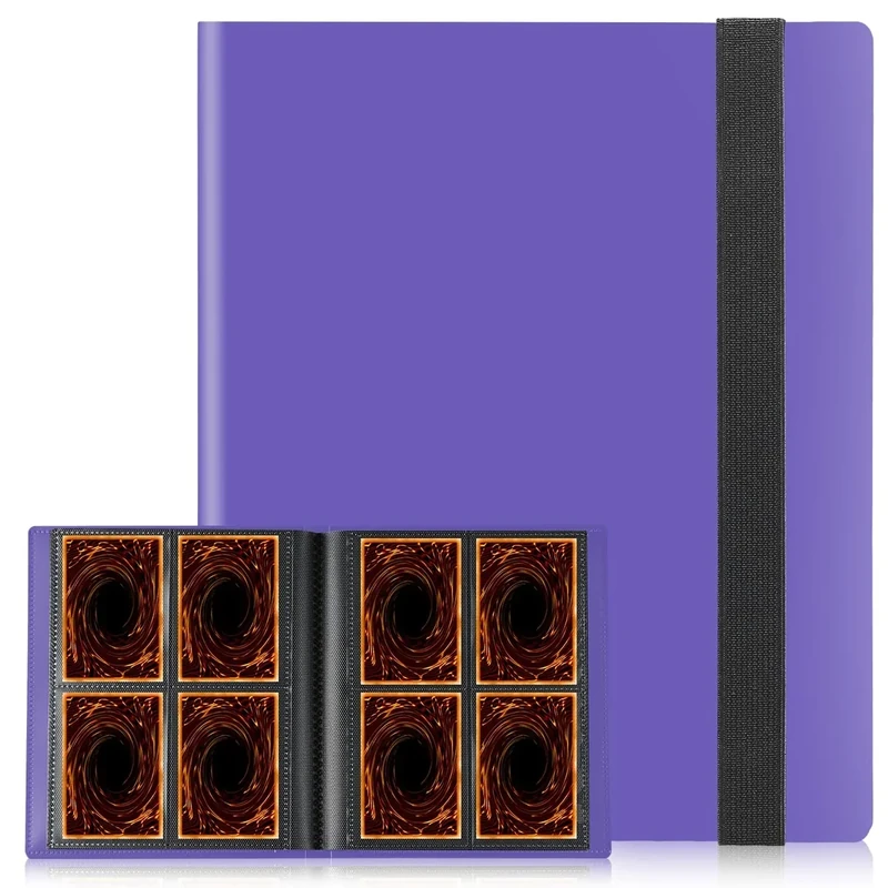 Card Binder, Upgraded 4 Pockets Trading Card Binder for Cards, Mini Collection Card Album, 160 Pockets Mini Card Book Holder - Purple