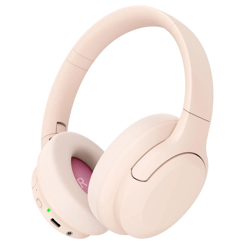 TANKASE ANC Over-Ear Headphones - 100h Playtime, Foldable Pink