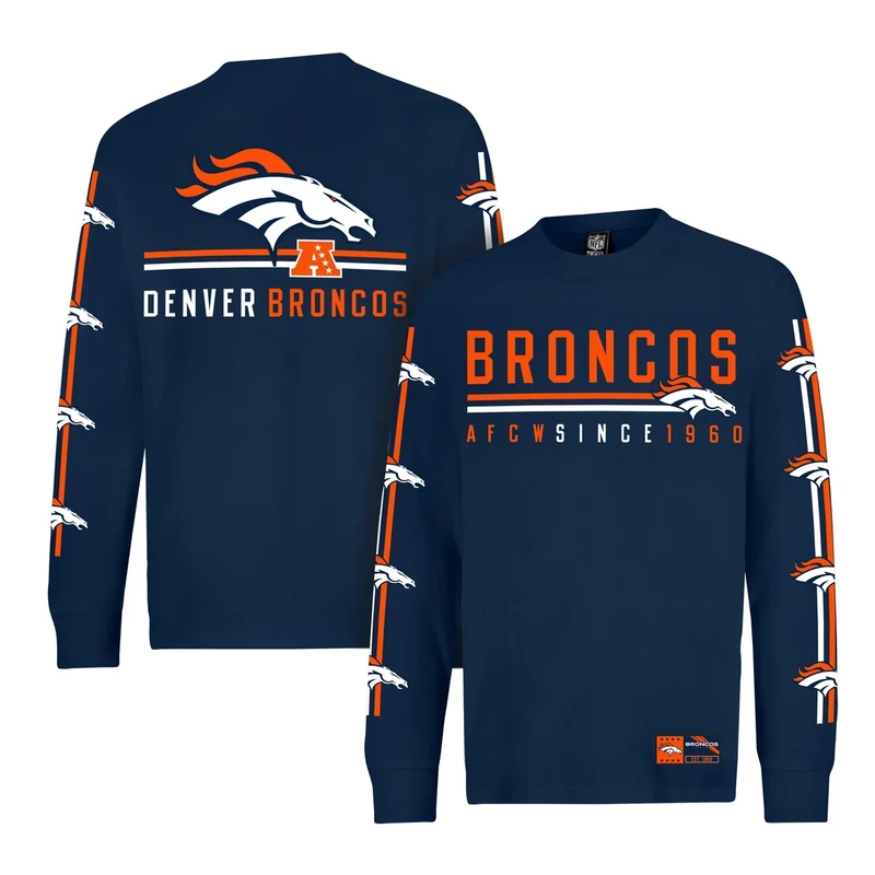 Ultra Game Men's NFL Official Super Soft Supreme Long Sleeve T-Shirt, Denver Broncos, Heather Gray, XX-Large