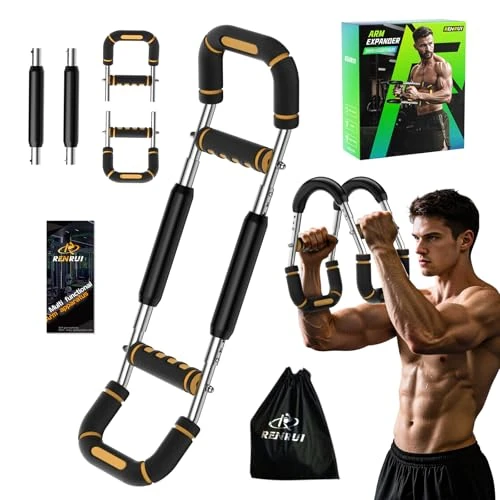 Twister Arm Trainer, Adjustable 5 Resistance Levels (40-130 lbs) Chest & Arm Workout Equipment for Men & Women, Ergonomic Home Gym Strength Trainer with Anti-Slip Handles & Carry Bag, Yellow