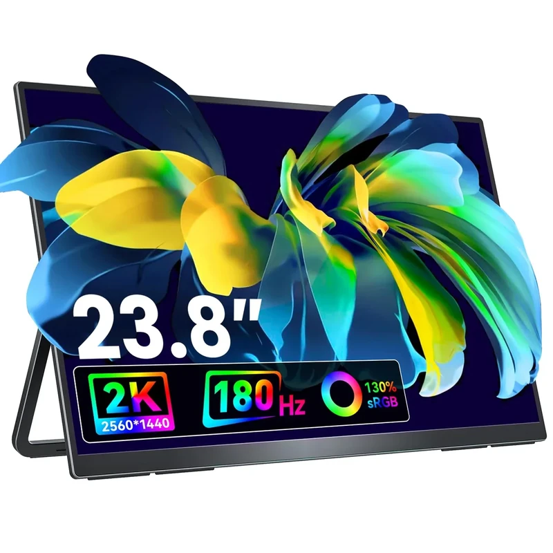 VisionOwl 23.8-Inch Portable Monitor - 2K QHD 180Hz IPS, USB-C & HDMI