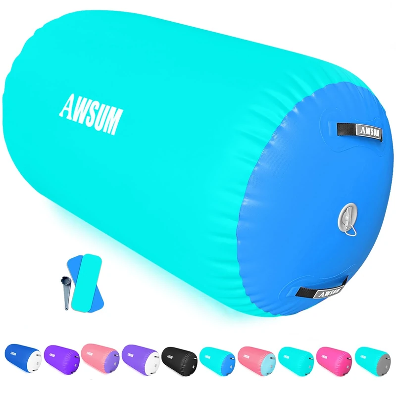 AWSUM Air Roller Gymnastics Barrel Inflatable Tumbling Mat Back Handspring Trainer for Octagon Mat Gym Home Gymnastics Equipment 1PCS，No Electric Pump