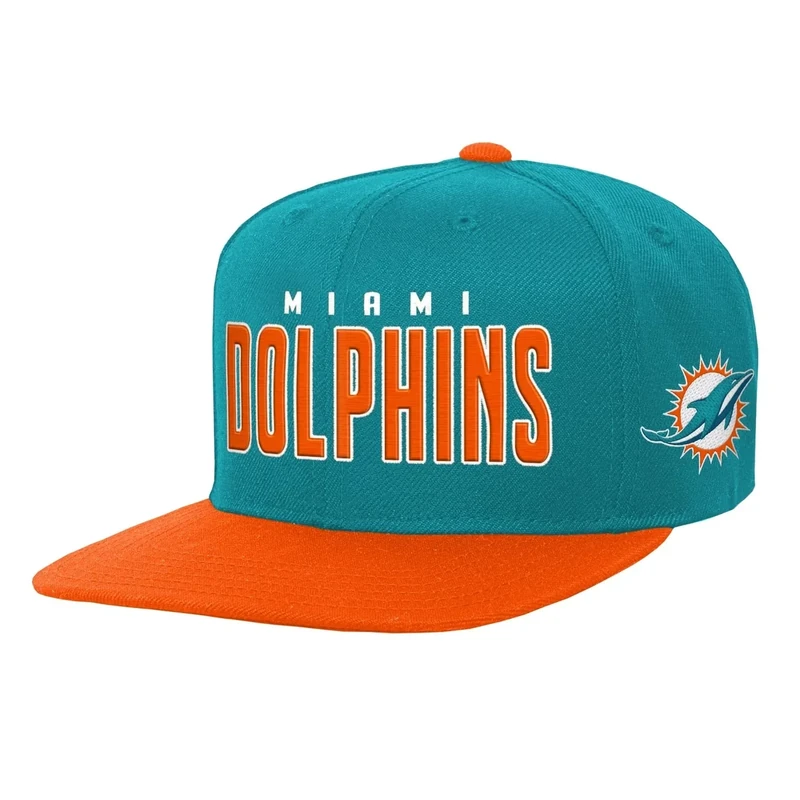 NFL Kids Youth 8-20 Official Team Lock Up Wordmark Primary Logo Snapback Adjustable Hat Cap - One Size (US, Alpha, One Size, Miami Dolphins)