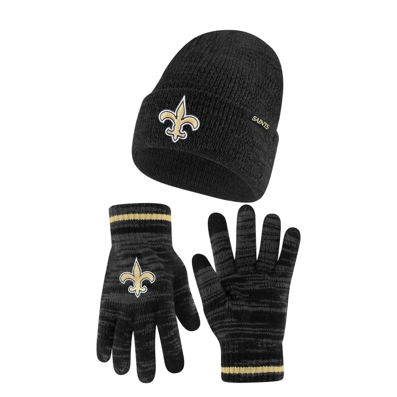 Ultra Game NFL Official Youth Super Soft Marl Knit Winter Beanie Knit Hat with Extra Warm Touch Screen Gloves, New Orleans Saints, Team Color, 1SIZE