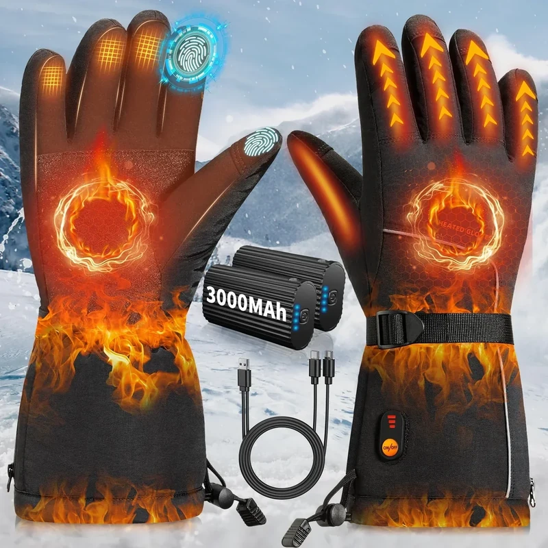 Heated Gloves, 7.4V 6000mAh Rechargeable Heated Gloves for Men Women with Touchscreen, Waterproof & Upgrade Non-Slip Heated Work Gloves for Winter Outdoor Work/Hiking/Hunting/Skiing/Raynaud, X-Large