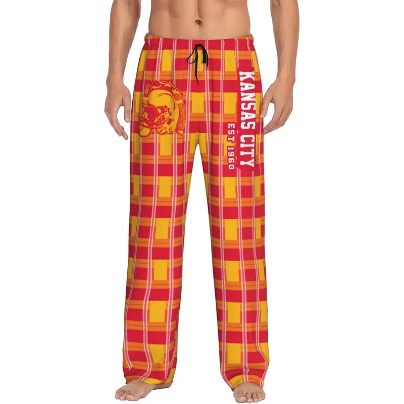 LAEMOYOY Kansas City Men's Pajama Pants - Ultra Soft Plaid Sleep & Lounge Pants with Pockets & Drawstring Waist, Lightweight Comfort Fit - Image 1