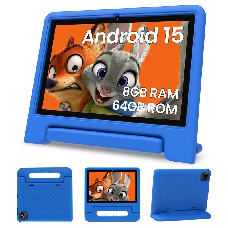ApoloSignage Android 15 Kids Tablet 10" - 8GB RAM 64GB Storage Blue