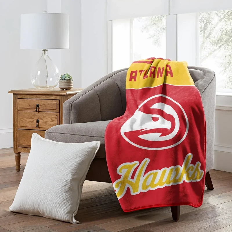 Northwest Atlanta Hawks NBA Officially Licensed 46″×60″ Microfiber Throw Blanket – All Team Logos & Colors – Cozy Game Day Throw for Fans, Living Room, Couch & Dorm