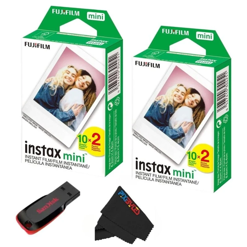 Fujifilm Instax Mini Daylight Film 2 Twin Packs + USB - 2.4x1.8"