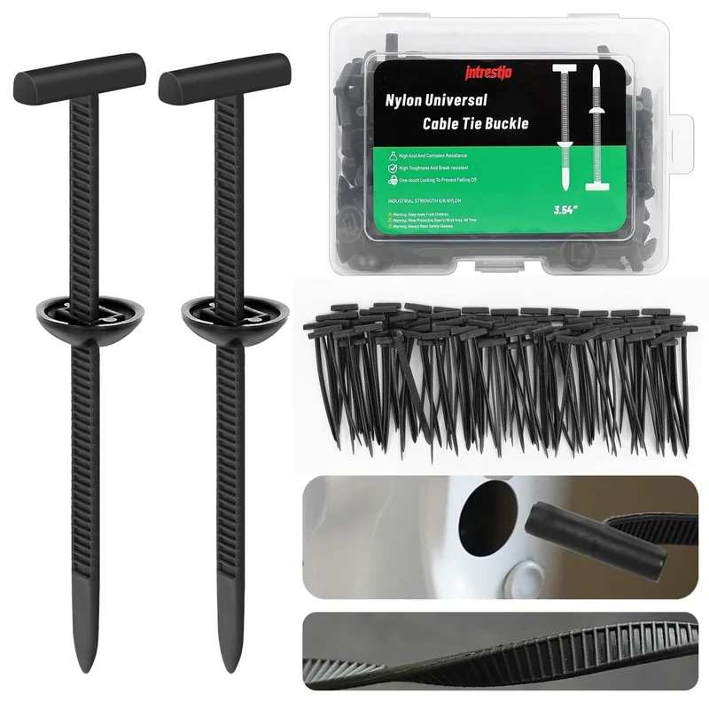 Intrestio 150PCS Nylon Cable Tie Buckle - Dual-Side, Foldable Zip Ties