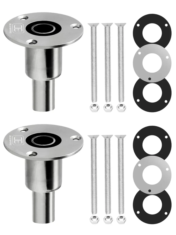 OCEANBROAD Stainless Steel 316 Thru Hull Exhaust Skin, Fitting 2 Pack 24mm Hose Pipe Marine Exhaust Port for Webasto, Planar, Eberspacher, Chinese Diesel Parking heaters, Straight with Bolts and Nuts - Image 1
