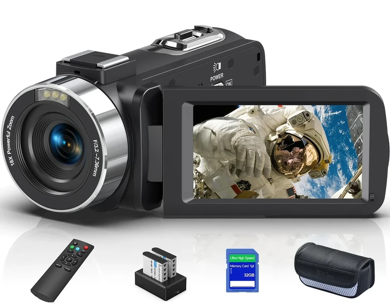 Tixeuo 8K 64MP Camcorder Video Camera 18X Digital Zoom YouTube Vlogging Camera Webcam IR Night Vision WiFi 3.0”Touch Screen Camcorders with Microphone, 32G SD Card, Remote Control and 2 Batteries