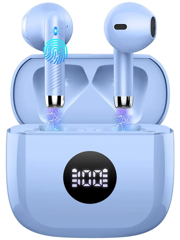 Wireless Earbuds, 2025 Bluetooth Headphones 5.4 HiFi Stereo, in-Ear Ear buds with 4 ENC Noise Cancelling Mics, 40H Playtime Sport Ear Buds with Charging Case, IP7 Waterproof Earphones with LED Display