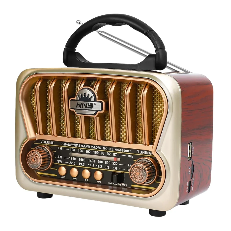 T.TAOMI Portable AM FM Radios, Transistor Shortwave Radio Retro Vintage Radios with Loud Speakers, Support USB Power (Champagne Gold)