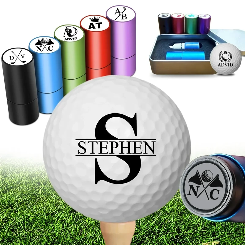 MESHELEY Custom Golf Ball Stamp Personalized Golf Ball Stamper with Name Logo Monogram Customized Golf Ball Marker Stamp Gifts for Men Golfer Husband Boyfriend Dad
