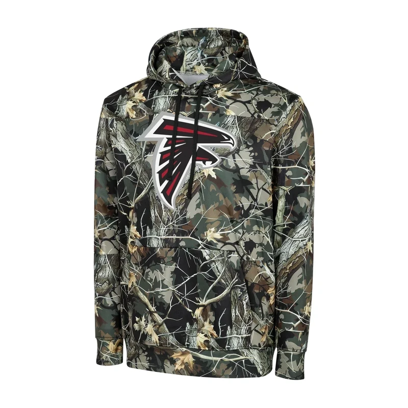 FOCO NFL Men's Official Sideline Hunter Camo Primary Logo Performance Pullover Hoodie Sweatshirt (US, Alpha, X-Large, Regular, Regular, Atlanta Falcons - Hunter Camo)