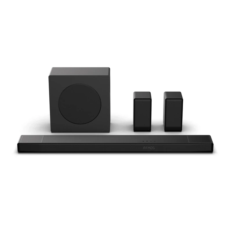 Hisense AX5140Q 5.1.4Ch Sound Bar with Wireless Subwoofer, Dolby Atmos, DTS:X, Bluetooth 5.3, Roku TV Ready, HDMI/AUX/ARC/Optical/USB, EzPlay, 7 EQ Modes, Hi Concerto, Room Calibration