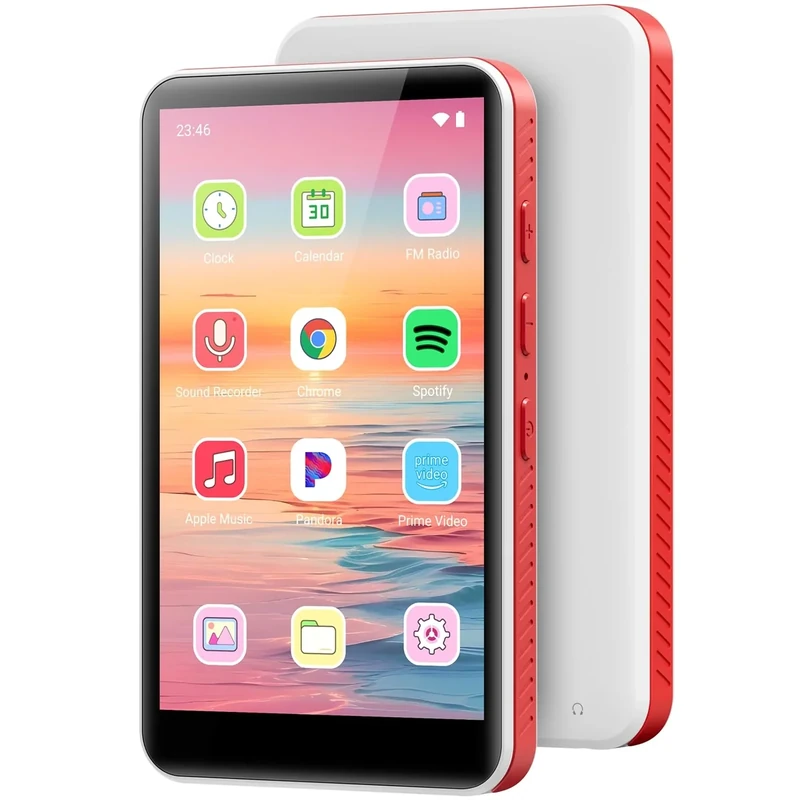 192GB MP3 Player with Bluetooth and WiFi, Android 13.0, 4.0" HD MP3 & MP4 Players Touch Screen and Speaker, Preloaded Spotify, Pandora, Audible, Amazon Music, Up to 1TB (Dark Red)