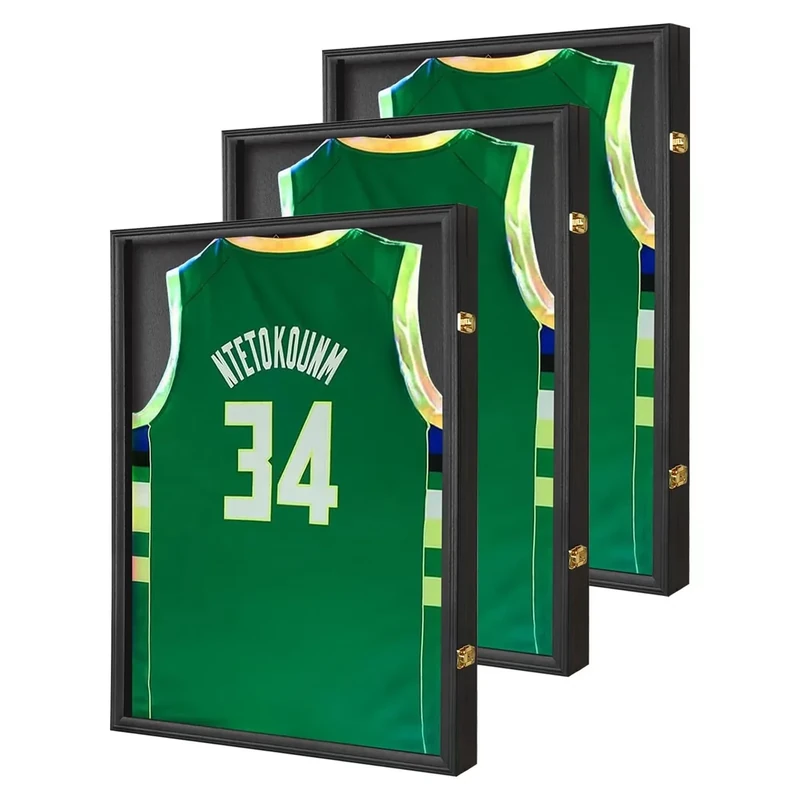 IHEIPYE Jersey Frame Display Case 3 Pack - Large Sport Jersey Shadow Box with 98% UV Protection Acrylic for Baseball, Basketball, Football, Soccer, Hockey, Shirt and Uniform