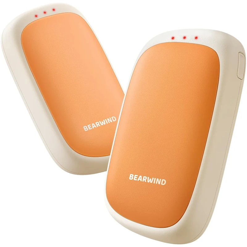 Bearwind Electric Hand Warmers Rechargeable - 2 Pack Magnetic Pocket Heater Handwarmers with AI Chips, Portable Hunting Gear, Reusable Winter Essentials, Gift Ideas for Men, Women, Outdoor (Orange)