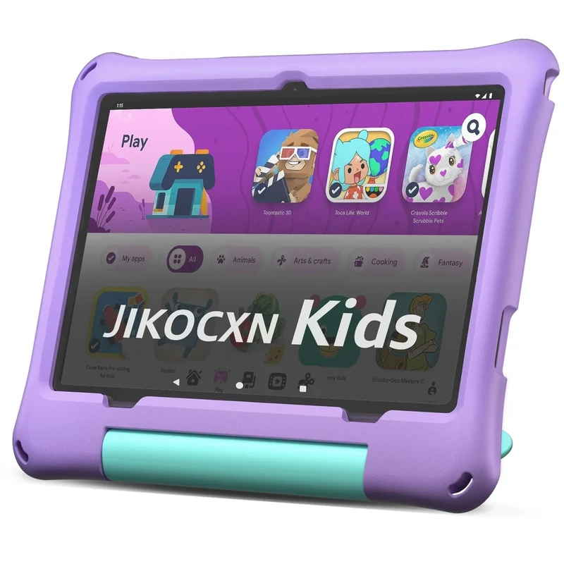 JIKOCXN Kids Tablet, Android 16 Tablet for Kids 10 inch Octa-Core with Case, 24GB RAM 64GB ROM 1TB TF Card Expandable for Toddler Children, Parental Control, Dual Camera, BT5.0, WiFi, Gift (Purple)