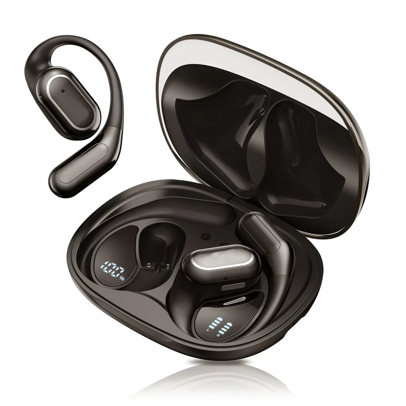 Tzfunmi Open-Ear Bluetooth Earbuds - IPX7 Waterproof, 5.4, LED Display