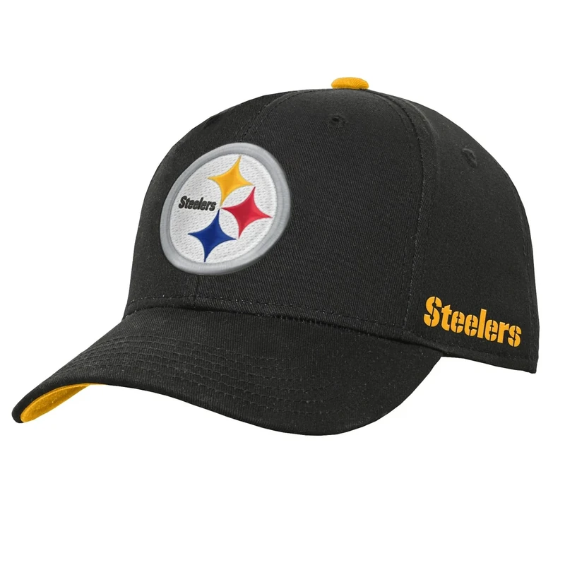 NFL Kids Youth 8-20 Official Primary Logo Wordmark Adjustable Snapback Hat Cap One Size (US, Alpha, One Size, Pittsburgh Steelers - Black)
