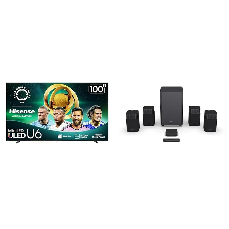 Hisense 100U65QF Mini-LED 4K TV - 4.1.2Ch Sound Bar + Subwoofer
