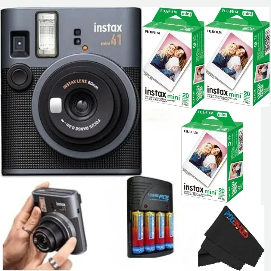 Fujifilm Instax Mini 41 Camera - Selfie Mirror + 3 Twin Pack Film
