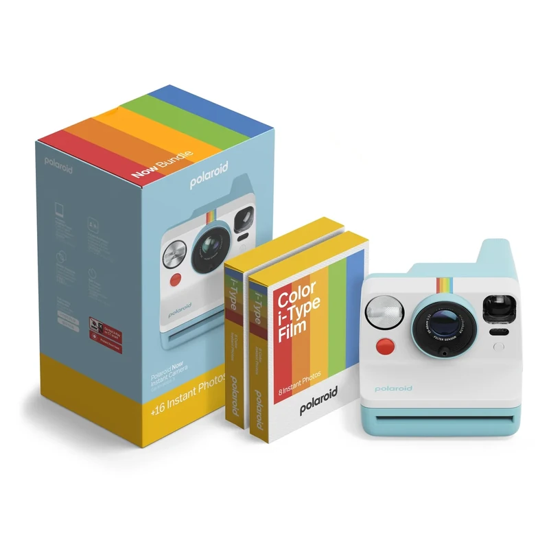 Polaroid Now 3rd Gen Instant Camera - Arctic Blue + 16 Color Film - Image 1