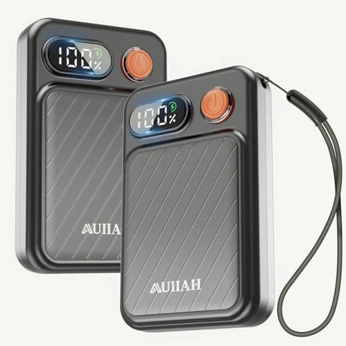 Hand Warmers Rechargeable 2 Pack - Electric Rechargeable Magnetic Hand Warmer with LED Display, 4 Heat Levels, Lanyards, USB, Gift for Men Women Kid, for Golf/Skiing/Camping/Hunting Essentials