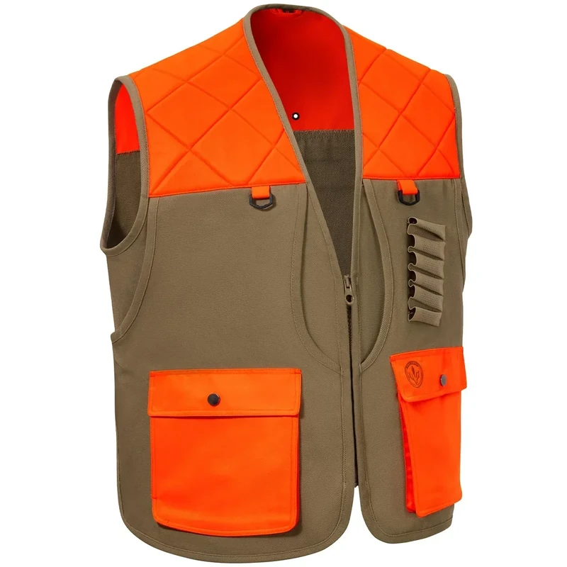 BASSDASH Upland Game Field Water-Resistant Bird Hunting Vest with Multi Pockets Brown/Orange Men Women FV11 - Image 1