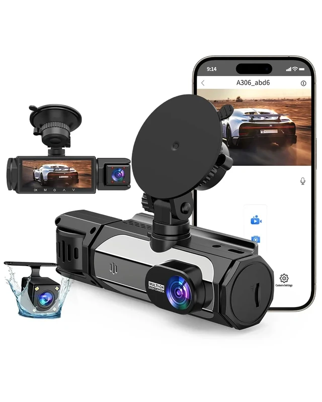 Dash Cam Front and Rear, 1080P Dash Camera for Cars, 3 Channel Car Camera Front Rear and Inside/Back with 32GB Card 5G Wireless WiFi, Loop Recording, Night Vision, HDR, G-Sensor, 24Hr Parking