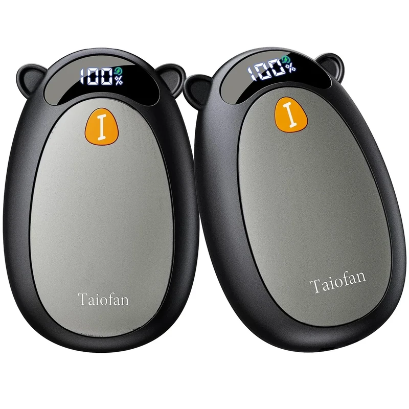 Taiofan Electric Hand Warmers Rechargeable, Cute Bear Design, LED Display, 4 Settings, Fast Heating Portable Pocket Heater Magnetic Handwarmers 2 Pack for Camping Hunting Golf, Gifts for Men Women Kid