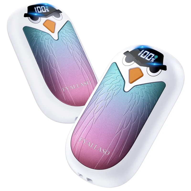 Electric Hand Warmers Rechargeable 2 Pack, Cute Eagle Handwarmer with LED Display, AI Temp Control 4 Heat Levels Max 127℉, Reusable Pocket Heater for Raynauds Golf Camping Hunting, Gifts for Men Women