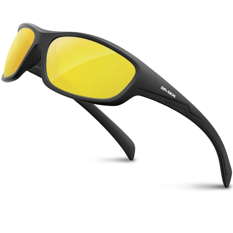 RIVBOS Night Vision Driving Glasses Anti Glare HD Yellow Tinted Sunglasses for Men Women RB832